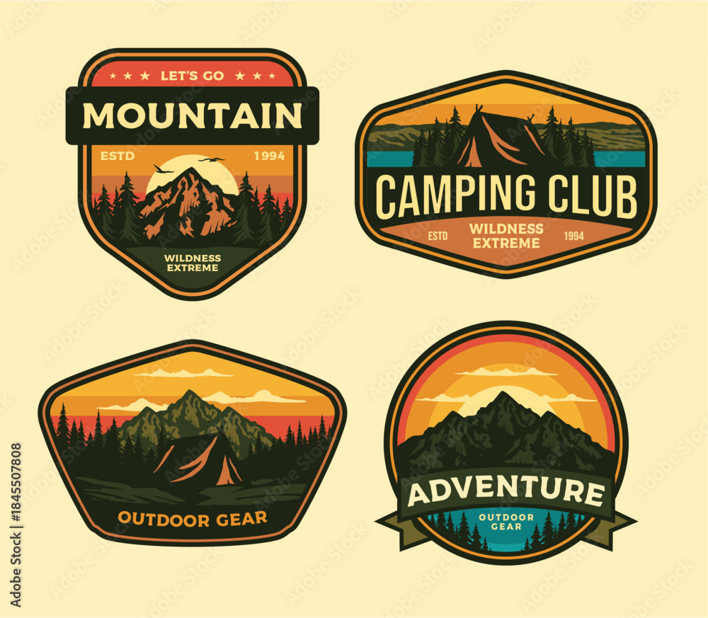Obraz premium RETRO VINTAGE FISHING OUTDOOR ADVENTURE LOGO BADGE PATCH FOR HAT, T-SHIRT, STICKER