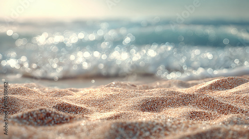 Golden sands meeting the tranquil ocean waters, a perfect summer day by the sea