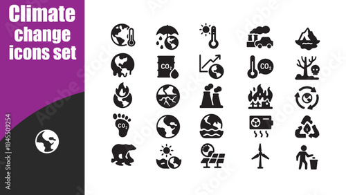 Climate change icons set 