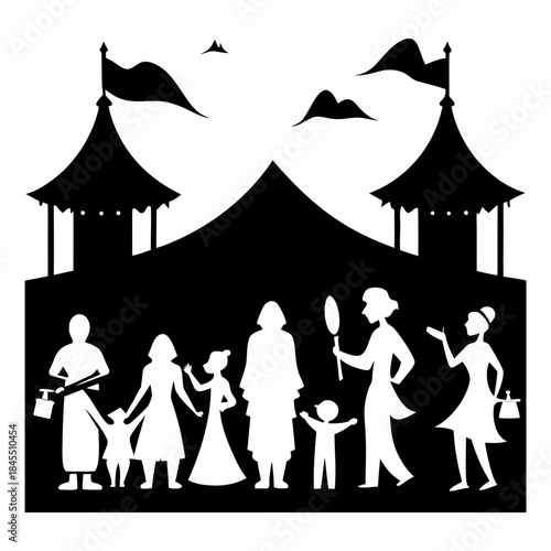 Rural Indian traditional cultural festival silhouette image