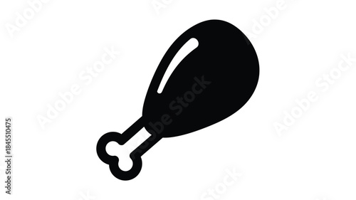 A simple black and white illustration of a chicken leg silhouette