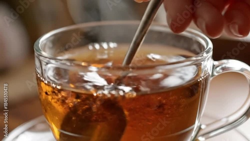 Stirring a Cup of Tea - A Moment of Relaxation and Warmth.