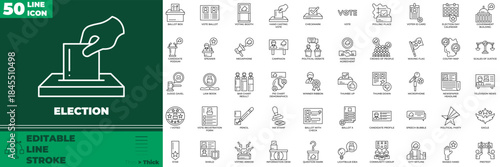 Election Line Editable Icons set