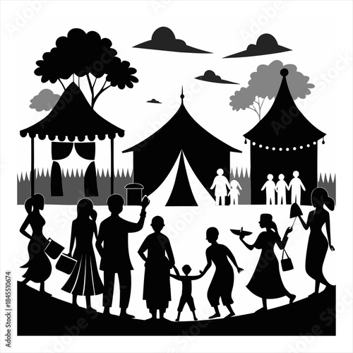 Rural Indian traditional cultural festival silhouette image