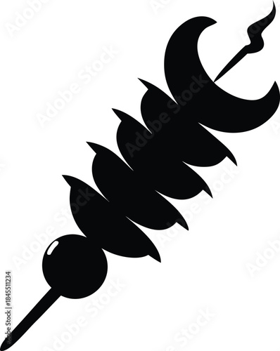 An appetizing grilled food skewer evoking joy of summer barbecues and festive street eats minimalist