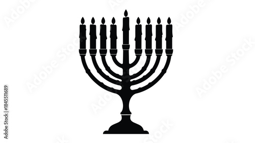 Elegant depiction of a nine branched candelabrum a jewish menorah silhouette