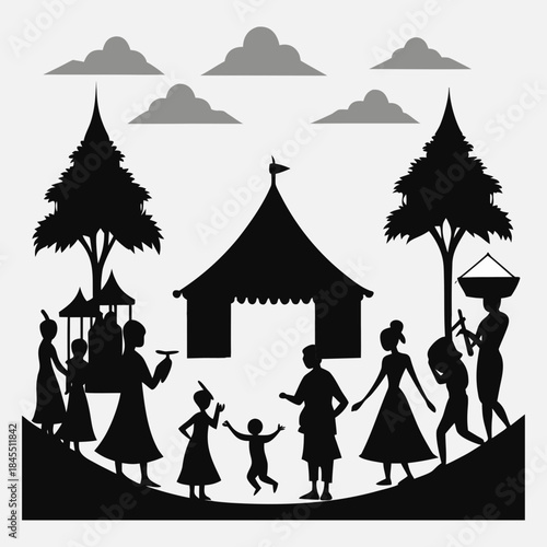 Rural Indian traditional cultural festival silhouette image
