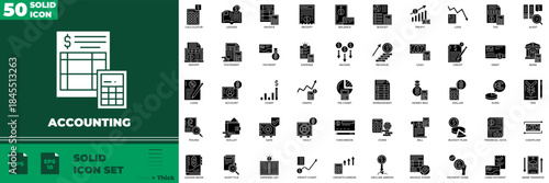 Accounting Solid Editable Icons set