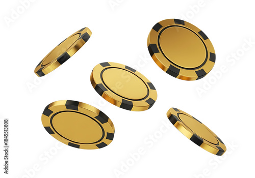 Floating golden poker chips