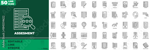 Assesment Line Editable Icons set