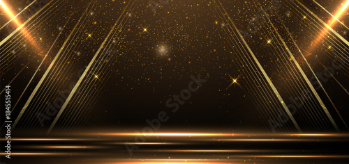 Glamorous Golden Sparkle Stage with Dark Gradient Background