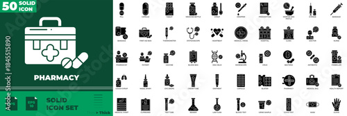 Pharmacy Solid Editable Icons set