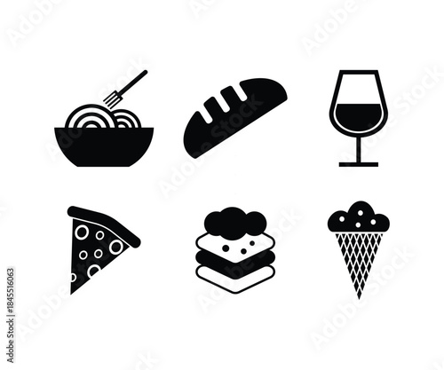 Italian food vector silhouette