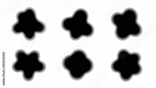 Abstract black shapes on white background for design and conceptual projects
