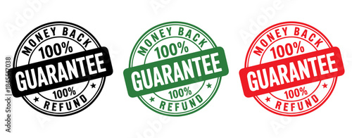 Money back guarantee stamp, Money back guarantee label , Money back guarantee badge