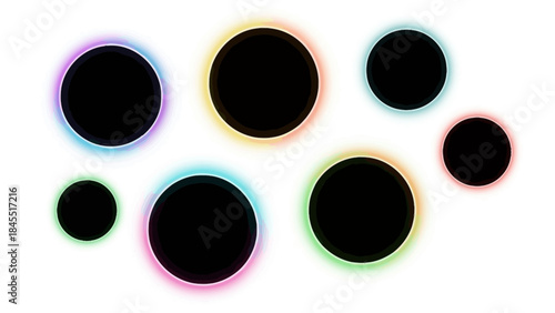 Abstract illustration of glowing colorful circles against a white background