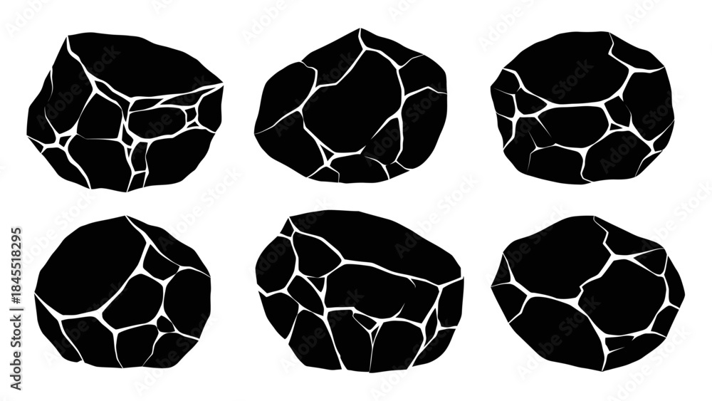 Obraz premium Black rocks illustration vector graphic elements isolated on white