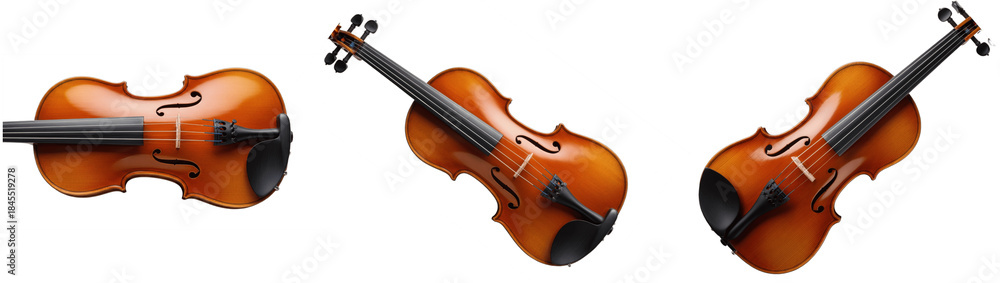 Fototapeta premium Sets of 3D violins Isolated on White Background