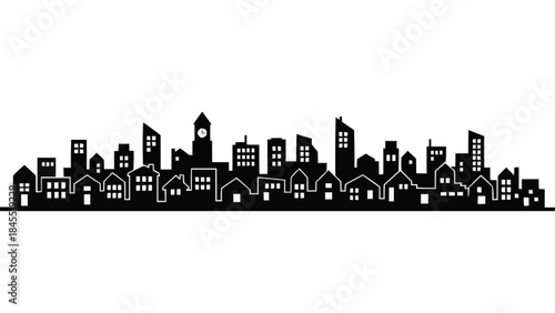 Cityscape Silhouette of Buildings and Architecture.