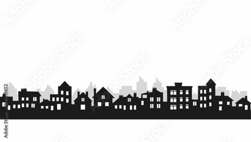 Silhouette of a charming suburban neighborhood with diverse houses.