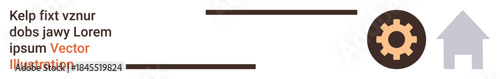 Automation, technology, system optimization, process management, smart home, engineering solutions. Gear and home symbols with placeholder text elements. Automation and technology concepts