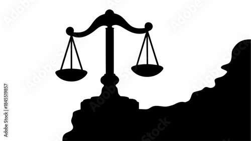 Classic justice balance scale silhouette icon symbolizing law, legal principles, and the pursuit of fairness.