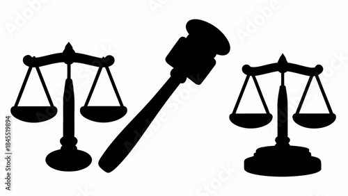 Justice symbol silhouette pack featuring a balance scale, conveying legal fairness and courtroom significance.