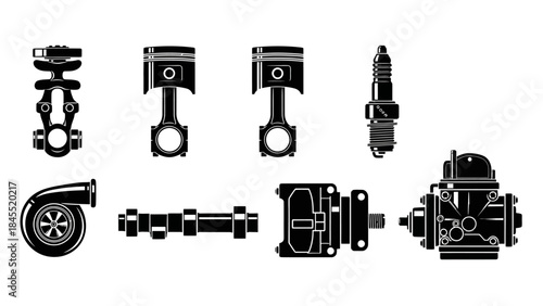 Engine components vector illustration for automotive design and engineering
