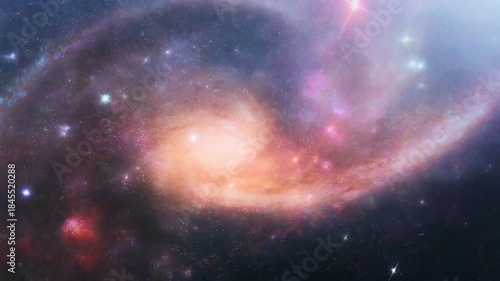 A breathtaking journey through space reveals vibrant galaxies spinning amidst a backdrop of twinkling stars. The colors blend beautifully, igniting the imagination and wonder of the universe. 