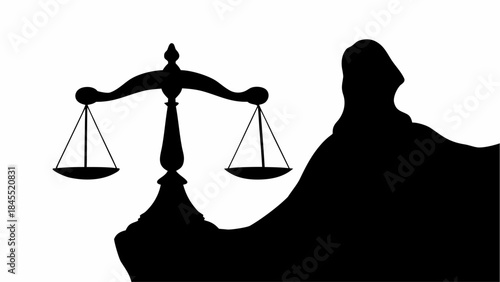 Minimal outline balance scale silhouette, representing justice and equilibrium in a simple, elegant design.