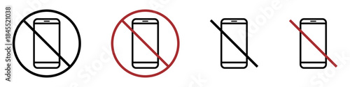 No cellular mobile phone prohibition icon design vector illustration. No signal, calling, camera, sound