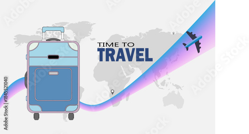 Flat vector travel illustration showing travelers concept