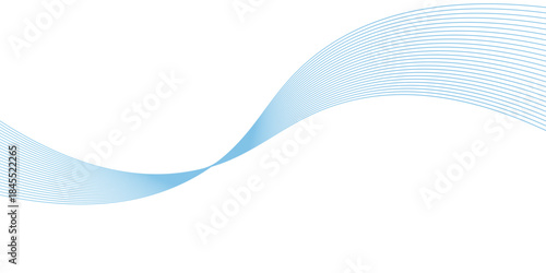 Abstract blue smooth waves on white background. Dynamic sound waves. Vector illustration.