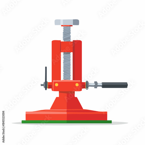 Scissor jack with handle for car repair and maintenance flat vector illustration