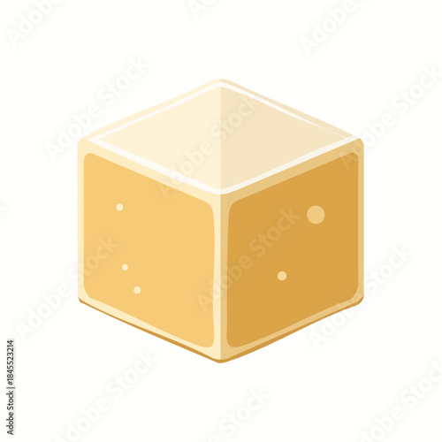 Isolated Sugar Cube Illustration: Sweetener Element for Food Concepts or Ingredient Graphics, Minimalist Design