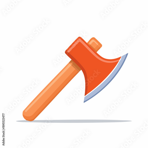 Cartoon Axe Illustration with Orange Head and Wooden Handle
