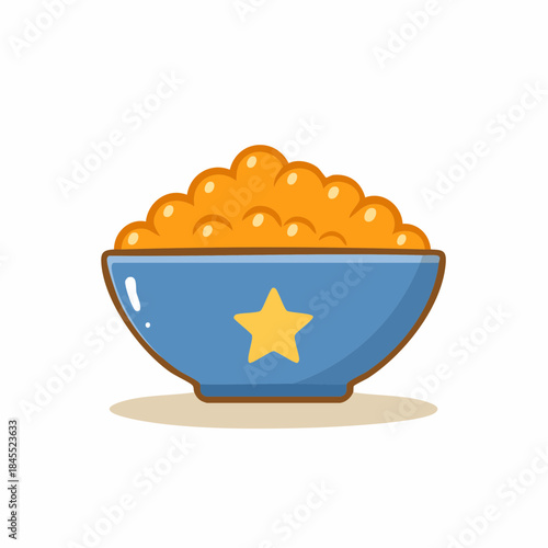 Bowl of Orange Granules with a Star Graphic Design