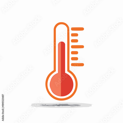 Iconic Thermometer Displaying Temperature Readings Minimalist Flat Design Graphic Illustration