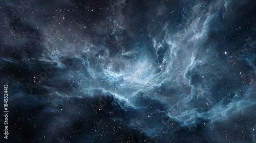 A breathtaking view of a nebula in space, full of celestial bodies. The nebulae's colors, textures, and details captivate the viewer