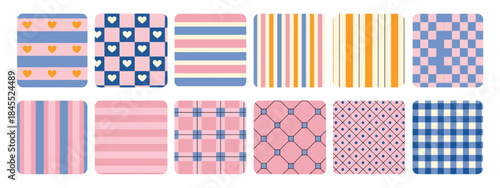Baby watercolor stripe background collection, featuring hand drawn minimal checkered textures, soft brushstroke patterns, and naive pastel prints for baby decor, greeting cards, and invitation design.