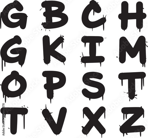 Graffiti Alphabet Letters in Black Paint