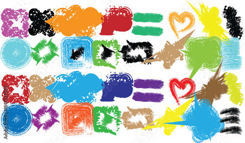 Vibrant colorful letters and symbols arranged in a creative collage
