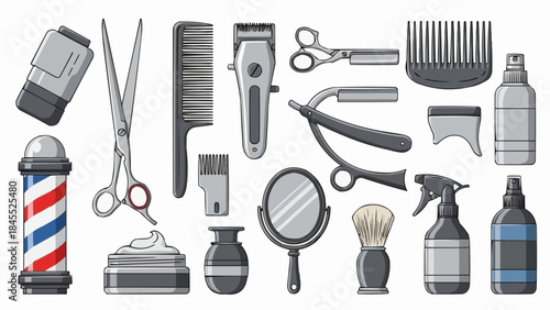 Barber Shop Tools and Supplies Collection.
