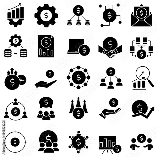 Sales management icon vector set. Business process Illustration sign collection. Marketing symbol. sales team logo.