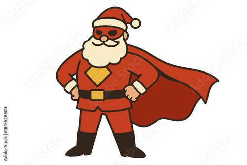 Illustration of a Santa Claus superhero costume poster design for wall decoration