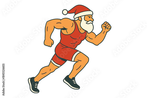 Before the holiday season, Santa Claus runs long distances to enhance his form, showcasing his athletic and muscular build as depicted in the Christmas Eve 2022  illustrations