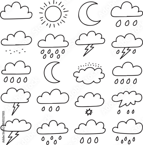 Weather icons set in modern line style