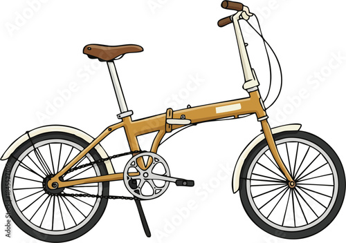 Vintage Style Folding Bike Illustration in Flat Minimal Design