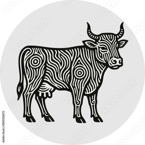 mascot hieroglif  cow  vector...