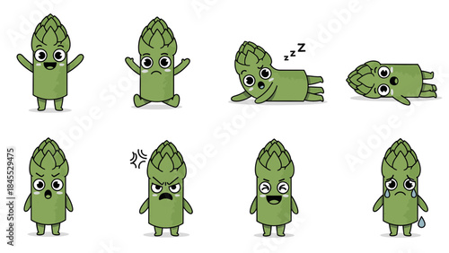 Cartoon jellyfish characters displaying various emotions and poses  